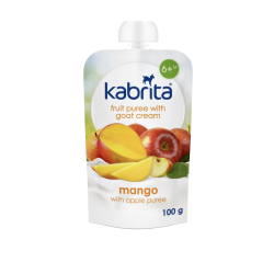 Kabrita mango un ābolu biezenis ar saldo krējumu no kazas piena bērniem no 6 mēnešu vecuma, 100g